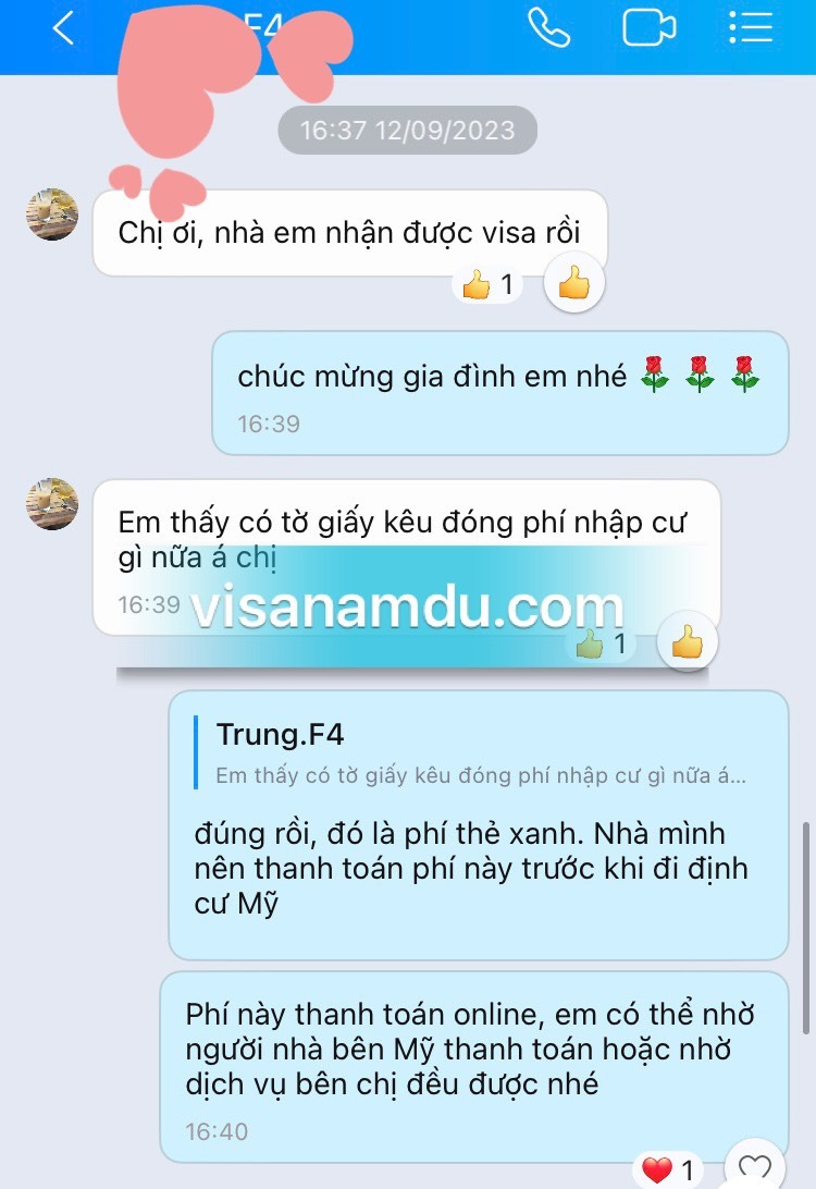 Chúc mừng gia đình em Trung đã nhận visa Mỹ diện F4 (anh chị em bảo lãnh)