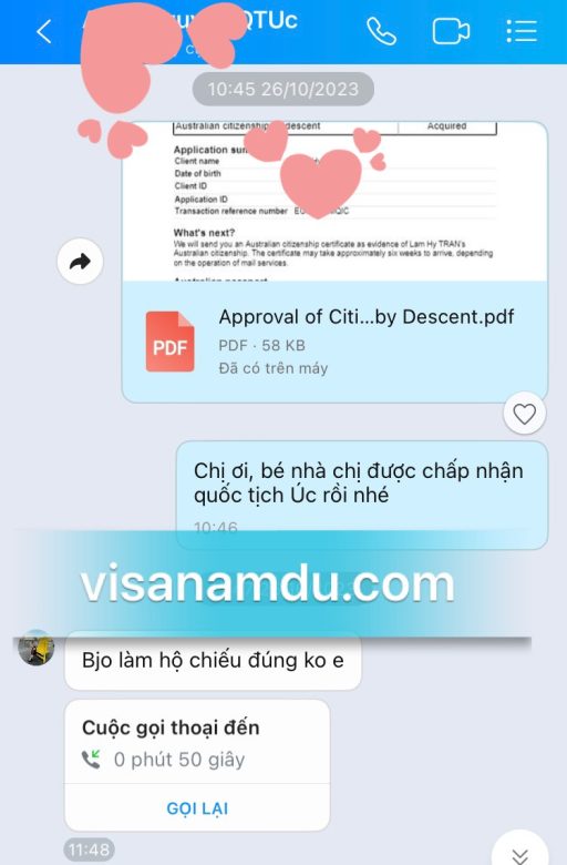 Kết quả phỏng vấn nhập quốc tịch Úc cho con - bé Hy 011123