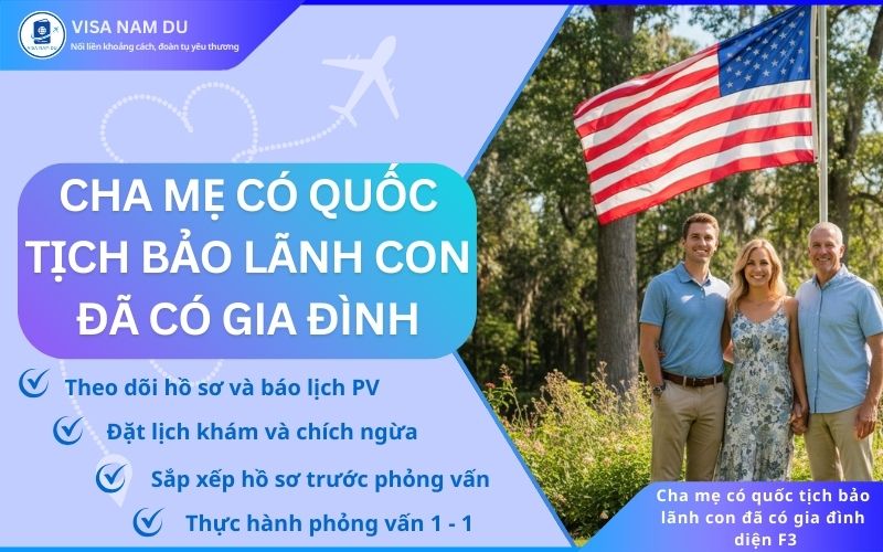 Cha mẹ có quốc tịch bảo lãnh con có gia đình diện F3