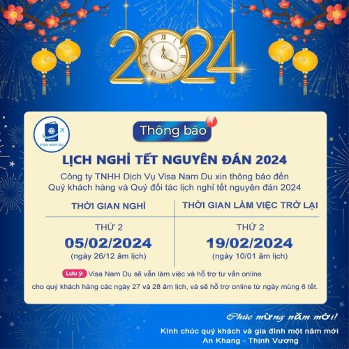 Thông báo lịch nghỉ tết nguyên đán 2024