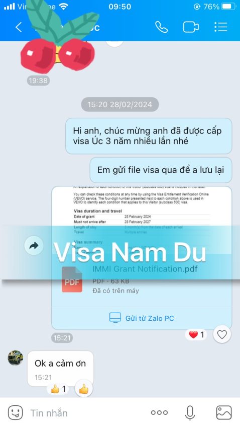 Visa đi Úc 3 năm - anh Minh - 280224