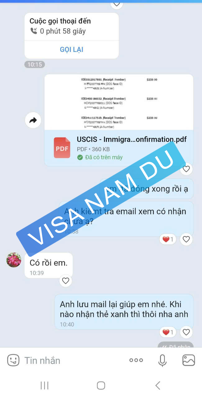 Chúc mừng chị Xuân đã nhận visa F4 và hoàn thành đóng phí thẻ xanh cho chị và 2 bé