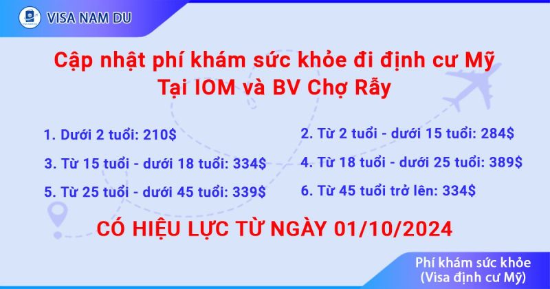 Cập nhật phí khám sức khỏe đi định cư Mỹ tại IOM và BV Chợ Rẫy