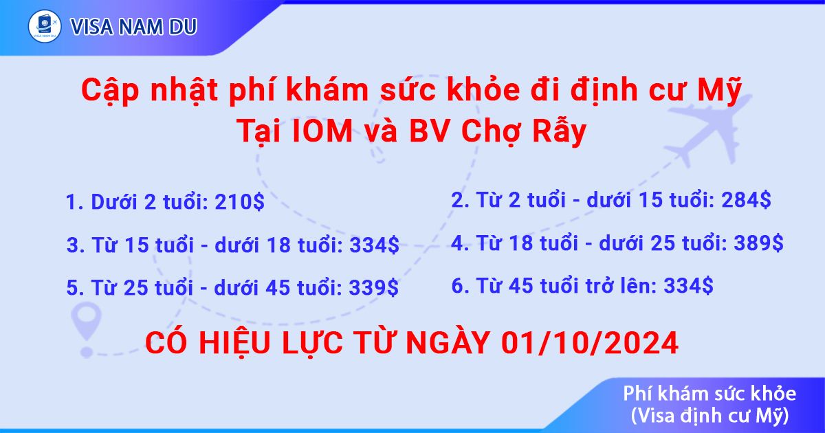 Cập nhật phí khám sức khỏe đi định cư Mỹ tại IOM và bệnh viện Chợ Rẫy ngày 01/10/2024