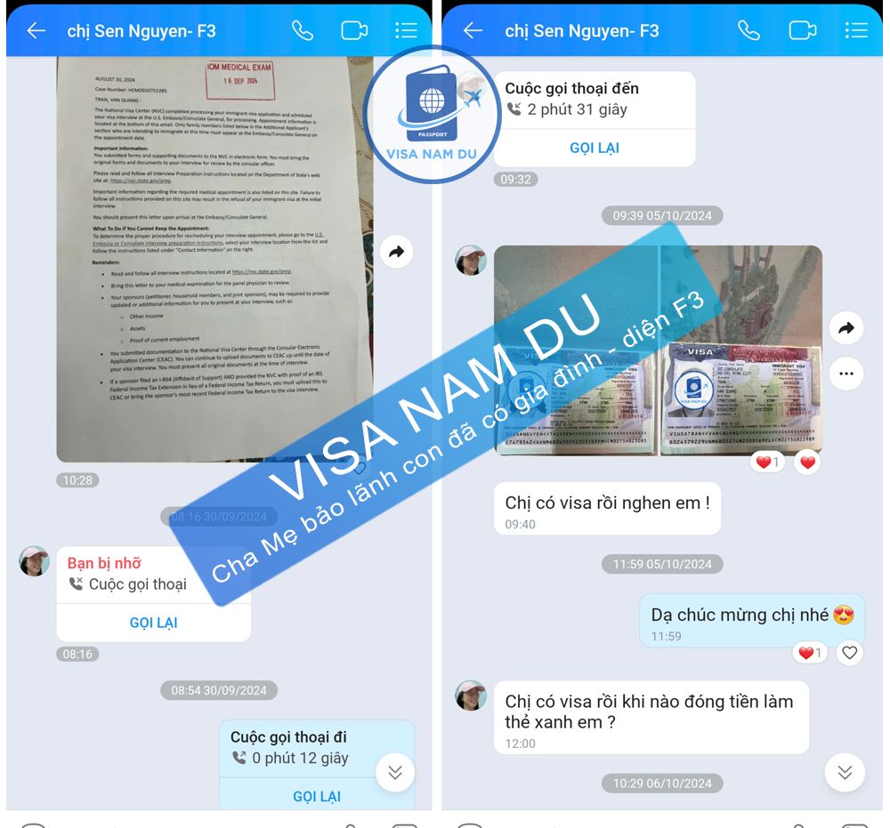 Chúc mừng gia đình chị Sen anh Quang đã đậu phỏng vấn visa định cư Mỹ diện F3 (Cha mẹ có quốc tịch Mỹ bảo lãnh con có gia đình)