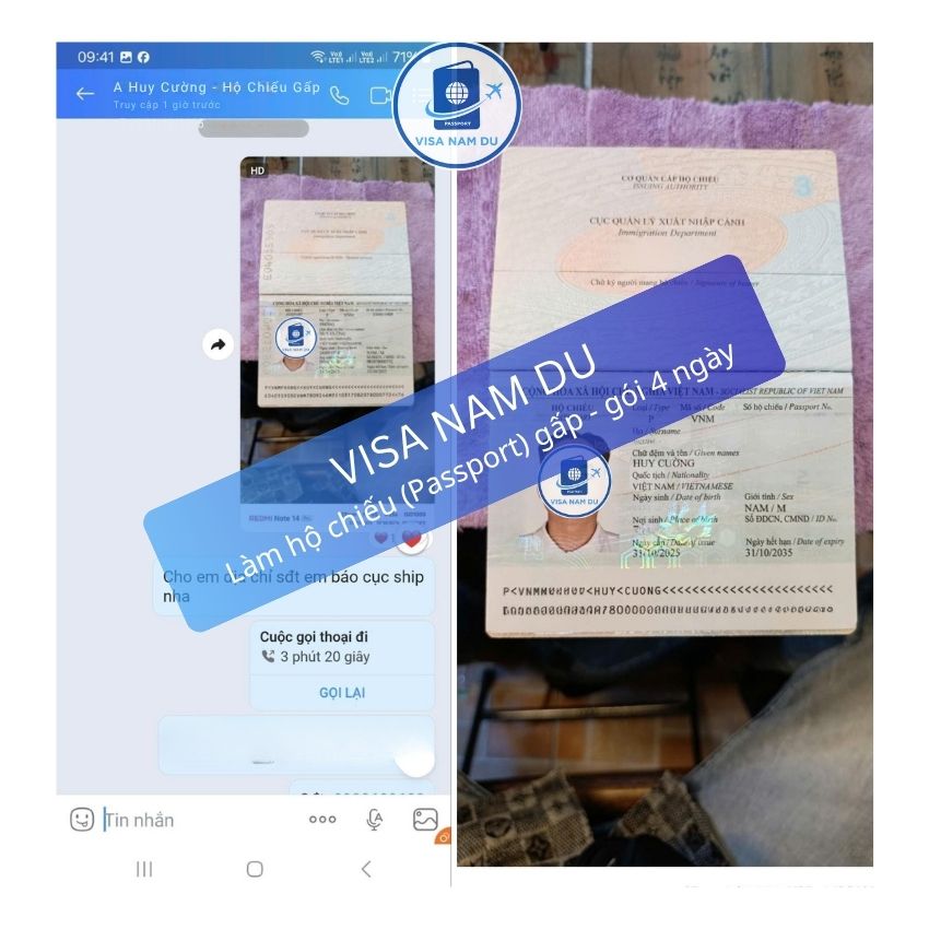 Chúc mừng anh Huy Cường đã nhận được hộ chiếu (passport) gói làm nhanh 4 ngày tại TPHCM