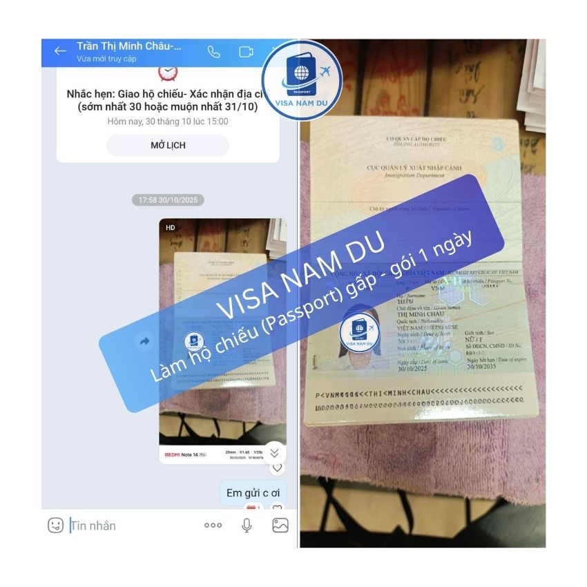 Chúc mừng chị Minh Châu đã nhận được hộ chiếu (passport) gói làm nhanh 1 ngày tại TPHCM