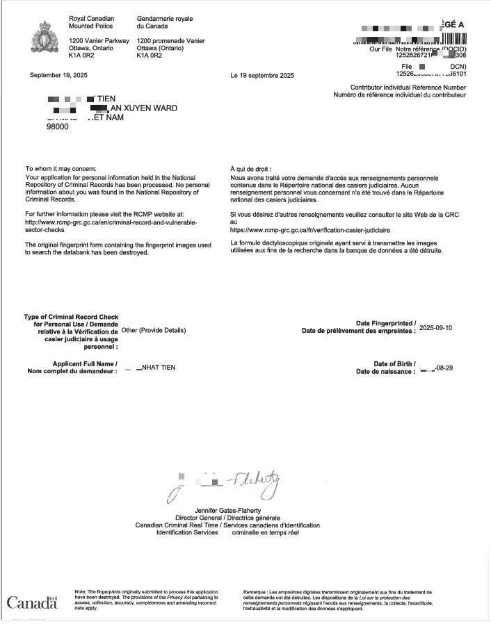 Lý lịch tư pháp Canada