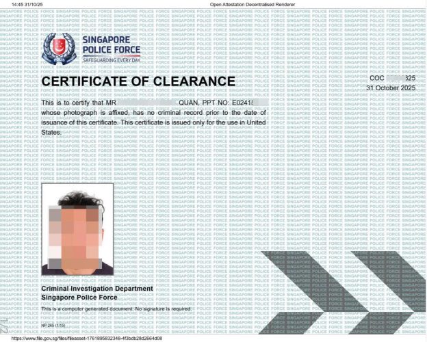 Lý lịch tư pháp Singapore