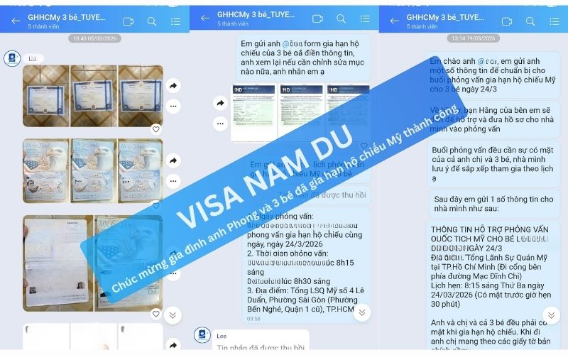 Chúc mừng gia đình anh Phong và 3 bé đã gia hạn hộ chiếu Mỹ thành công