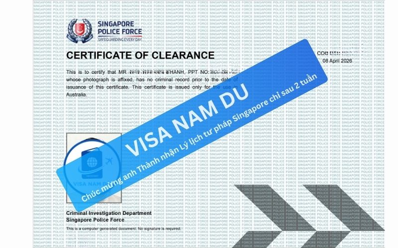 Chúc mừng anh Thành nhận Lý lịch tư pháp Singapore chỉ sau 2 tuần