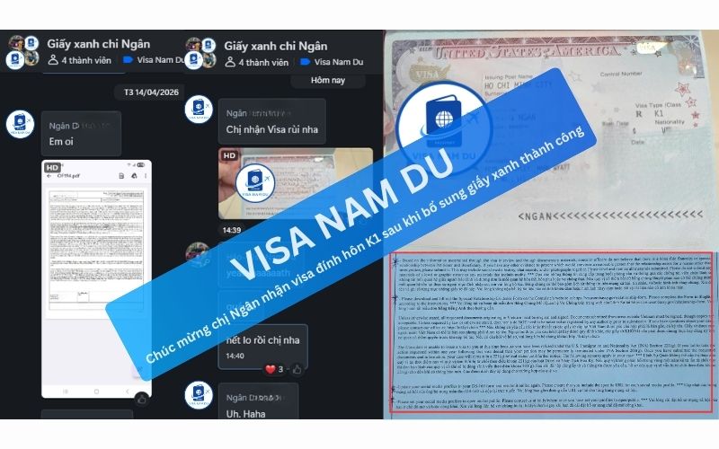 Chúc mừng chị Ngân nhận visa đính hôn K1 sau khi bổ sung giấy xanh thành công