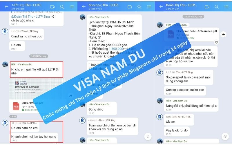 Chúc mừng chị Thu nhận Lý lịch tư pháp Singapore chỉ trong 14 ngày