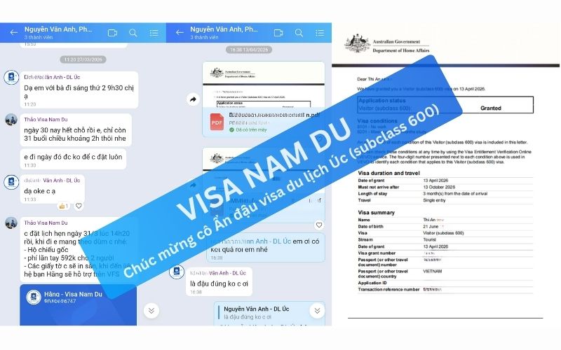 Chúc mừng cô Ẩn đậu visa du lịch Úc (subclass 600)
