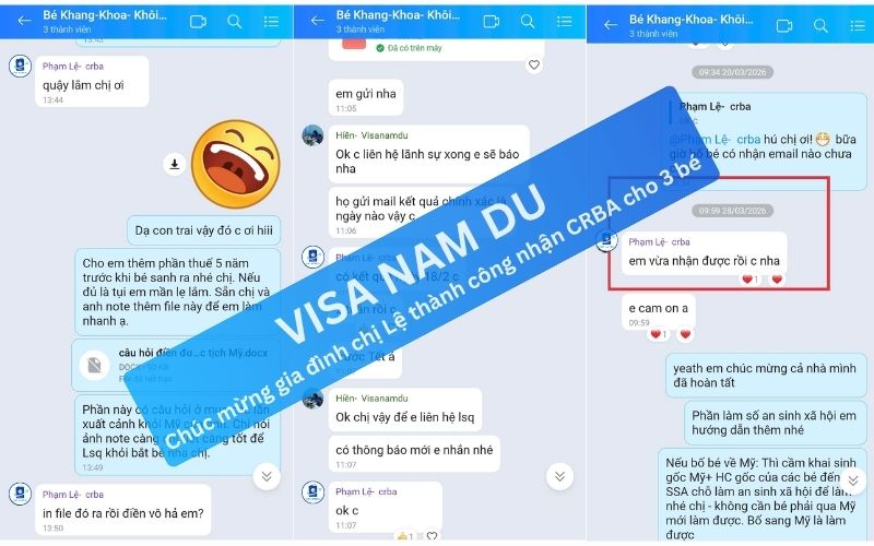 Chúc mừng gia đình chị Lệ thành công nhận CRBA cho 3 bé