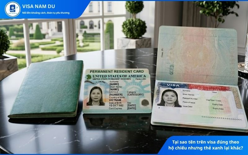 Tại sao tên trên visa đúng theo hộ chiếu nhưng thẻ xanh lại khác?