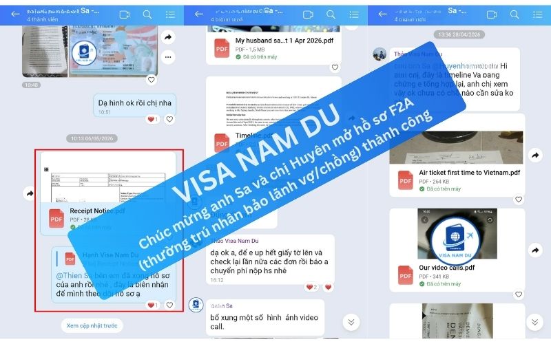 Chúc mừng anh Sa và chị Huyên mở hồ sơ F2A (thường trú nhân bảo lãnh vợ/chồng) thành công