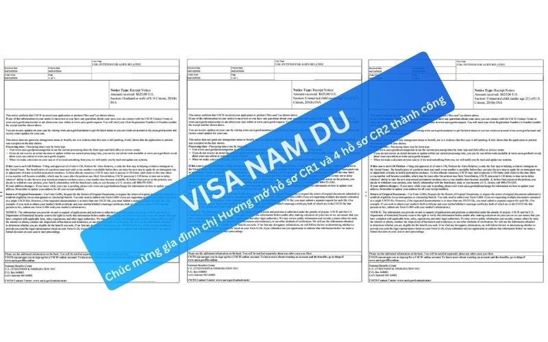 Chúc mừng chị Hương mở thành công HS CR1 (bảo lãnh vợ chồng) và 4 HS CR2 (bảo lãnh con độc thân)