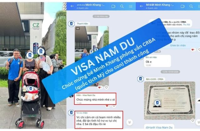Chúc mừng bé Minh Khang phỏng vấn CRBA (quốc tịch Mỹ cho con) thành công