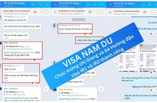 Chúc mừng chị Giang và bé Hương đậu visa IR1 và IR2 thành công