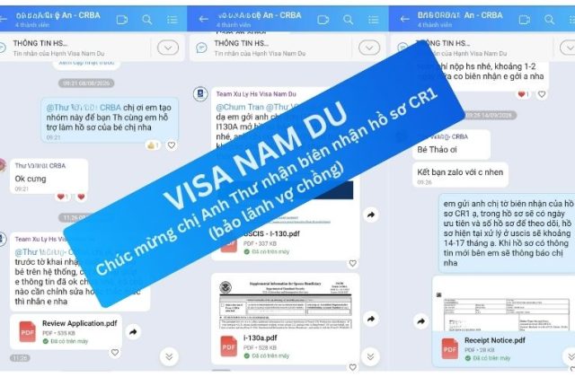 Chúc mừng chị Anh Thư nhận biên nhận hồ sơ CR1 (bảo lãnh vợ chồng)