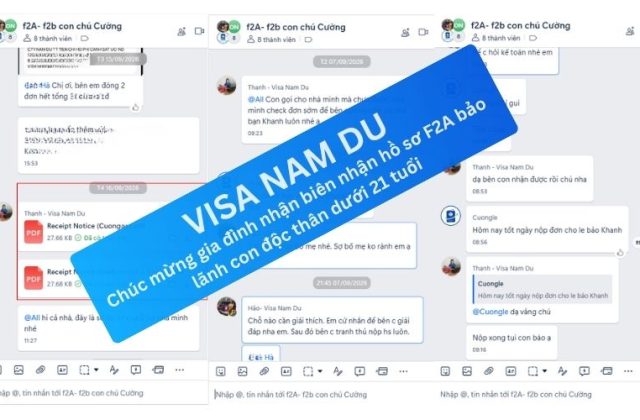 Chúc mừng gia đình nhận biên nhận hồ sơ F2A bảo lãnh con độc thân dưới 21 tuổi