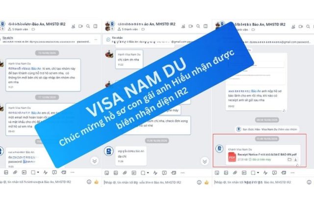 Chúc mừng hồ sơ con gái anh Hiếu nhận được biên nhận diện IR2
